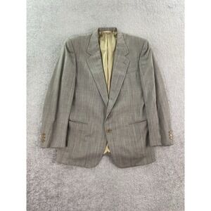 Vintage Ermenegildo Zegna Suit Jacket 42 R Beige Wool Striped Luxury Designer